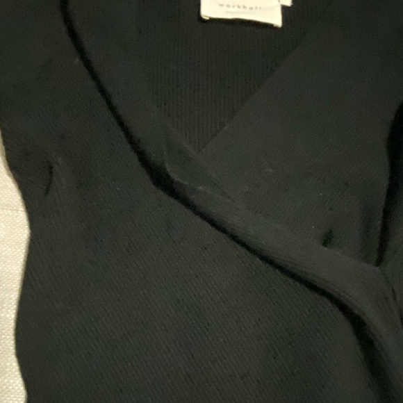 Workhall Black Knit Wrap Style Long Sleeve Fitted V-Neck Sweater- Sz-M - Picture 9 of 16